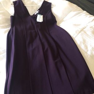Aubergine A-Line dress with corset v-neck